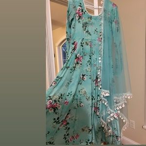 Sky Blue Floral Anarkali
